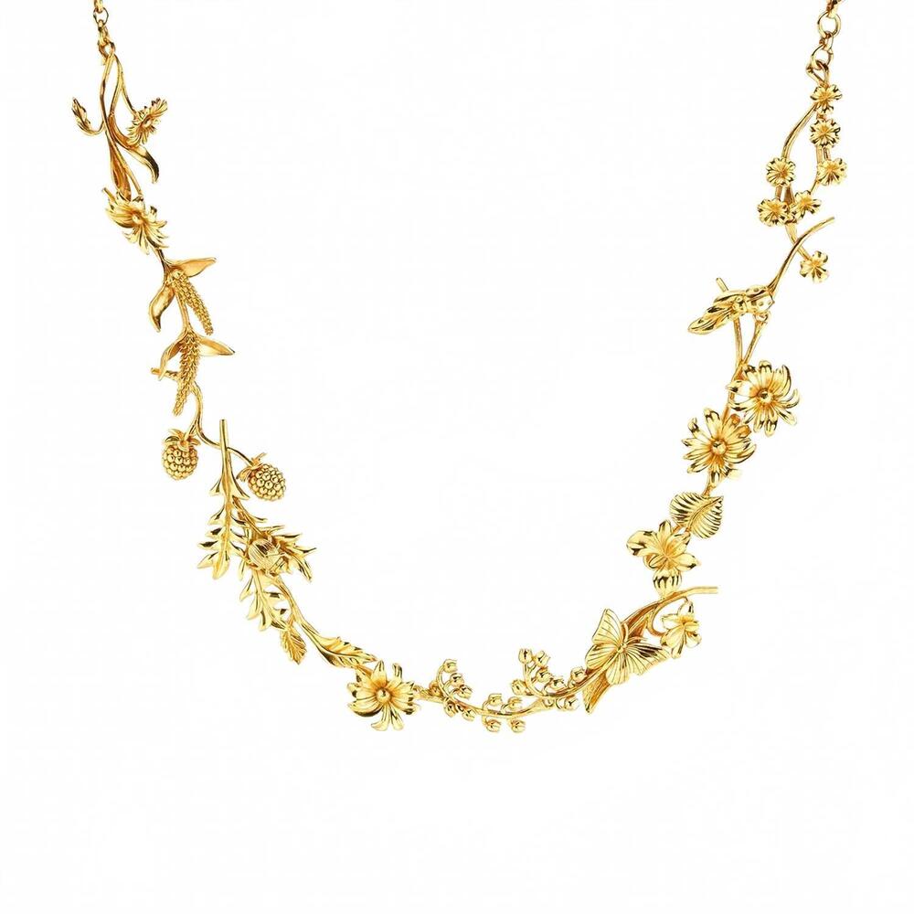 NEW CAPUCINE DE WULF women's meadow wildflower necklace in gold